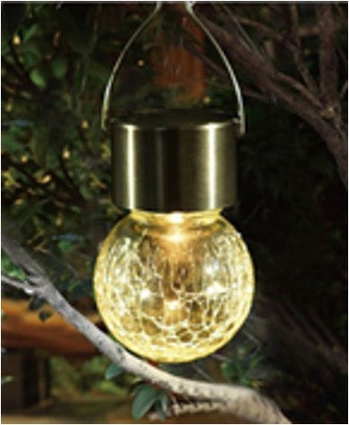 Hanging Crackle Glass Solar Globe Light